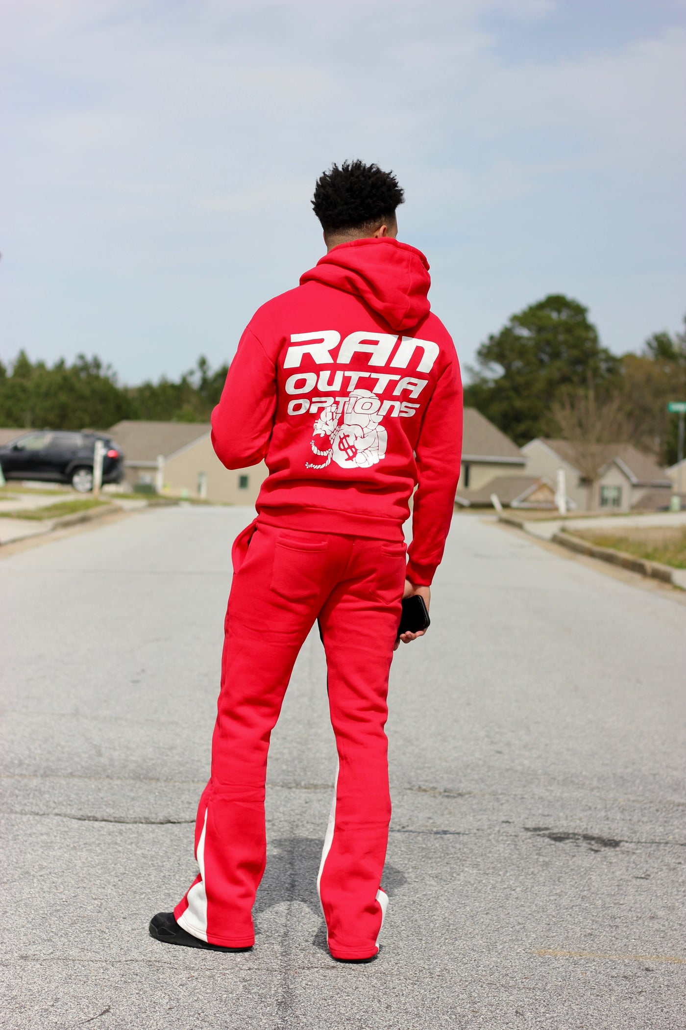 Red CF Flared Jogger Set