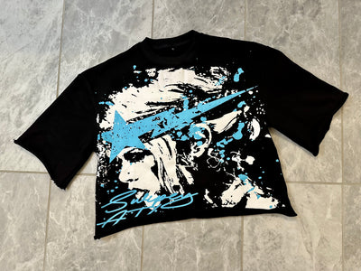 Blue PBLS Cropped Tee