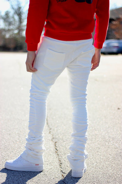 Super Stacked White Joggers