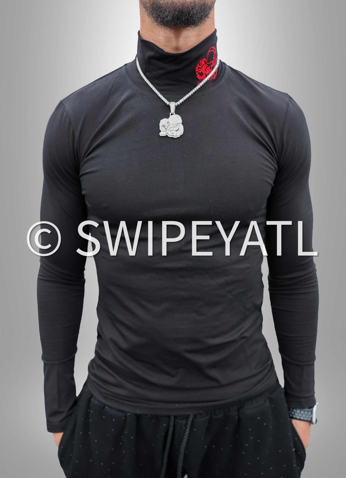 Black Logo Turtle Neck
