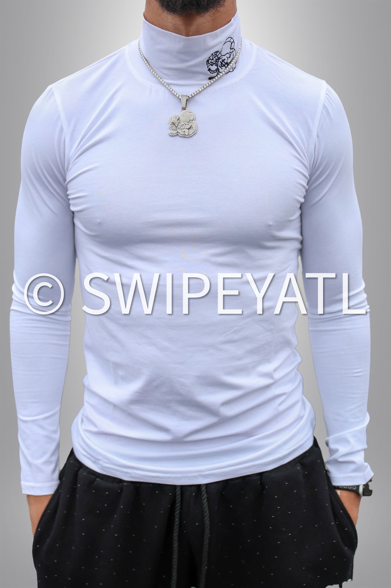 White Logo Turtle Neck
