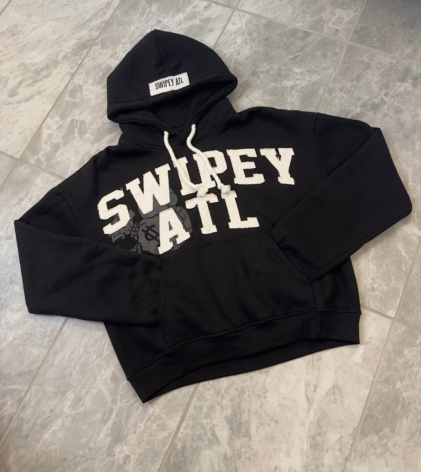 Black Distressed Cropped Hoodie