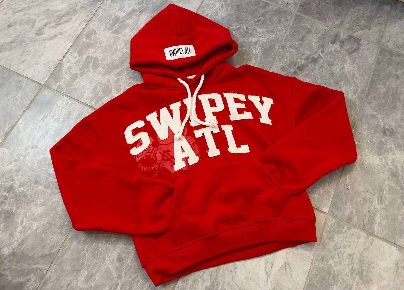 Red Distressed Cropped Hoodie