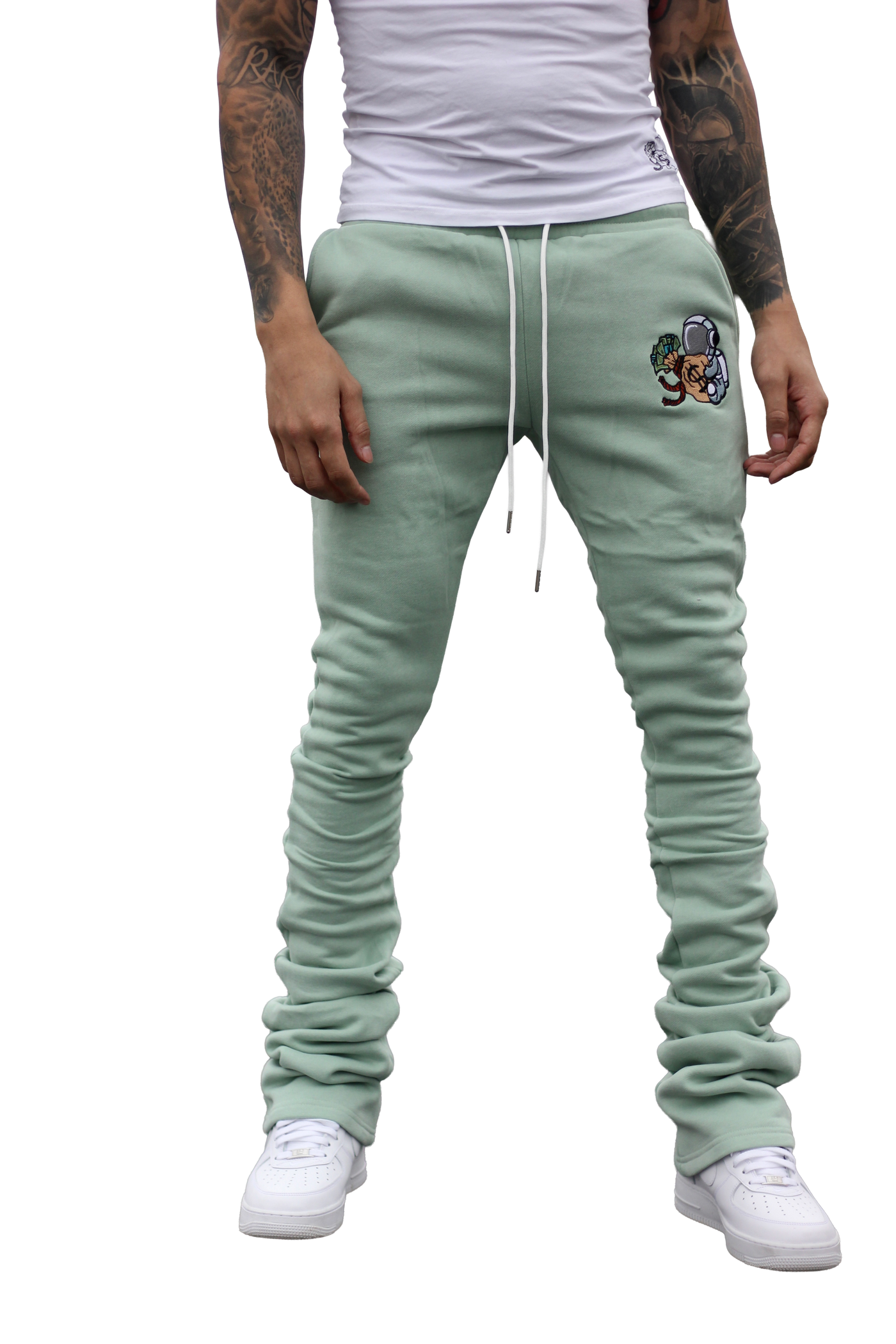 Super Stacked Teal Joggers