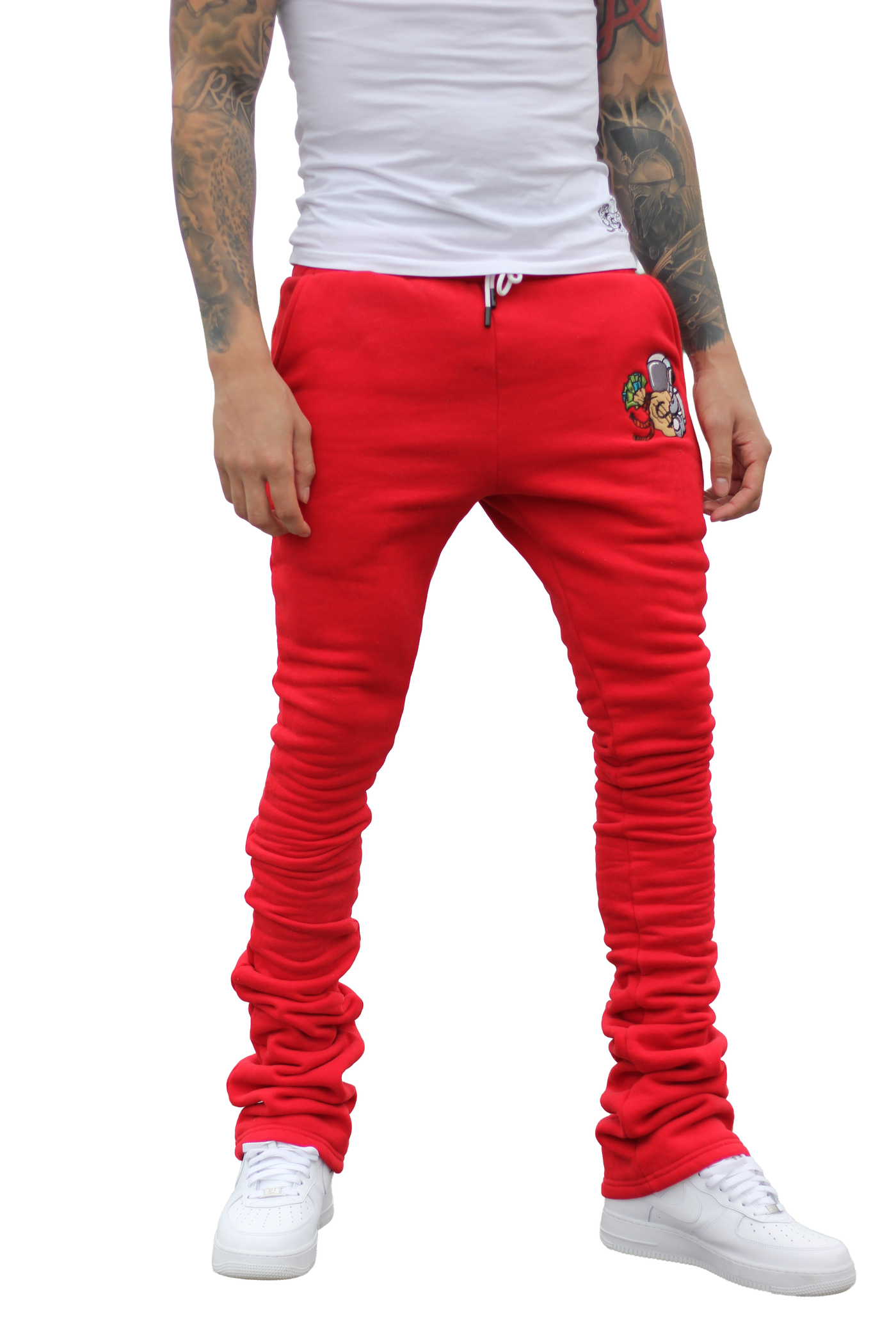 Super Stacked Red Joggers