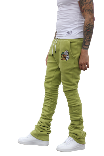 Super Stacked Olive Green Joggers