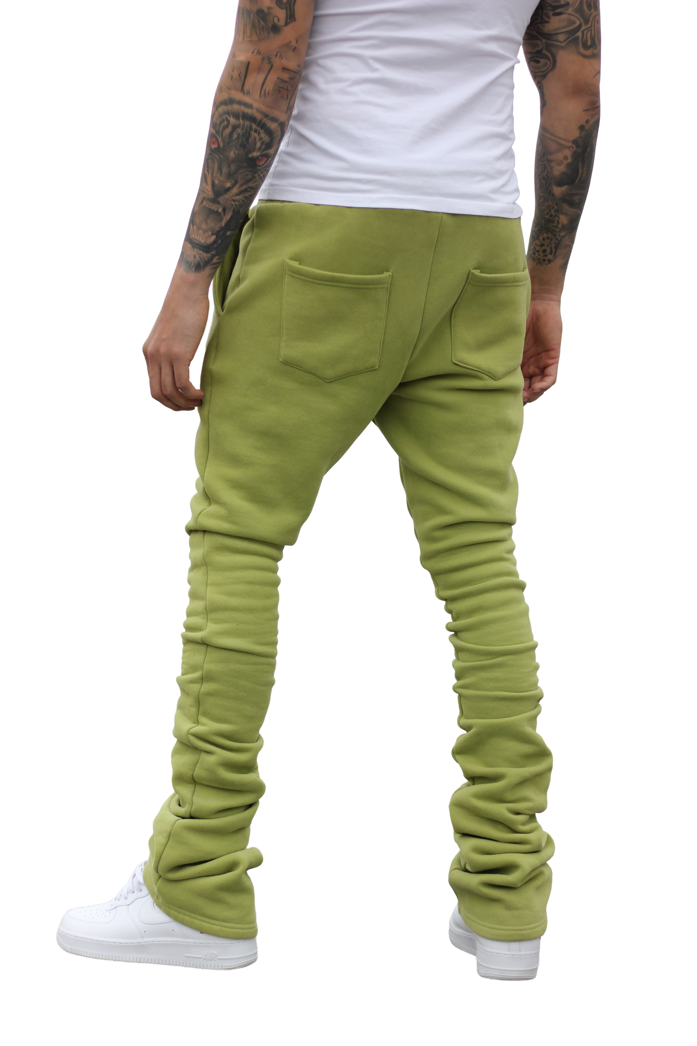 Super Stacked Olive Green Joggers