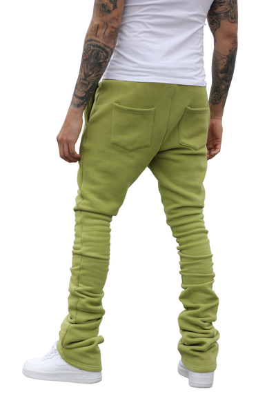 Super Stacked Olive Green Joggers