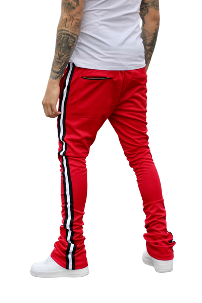 Red Stacked Track Pants