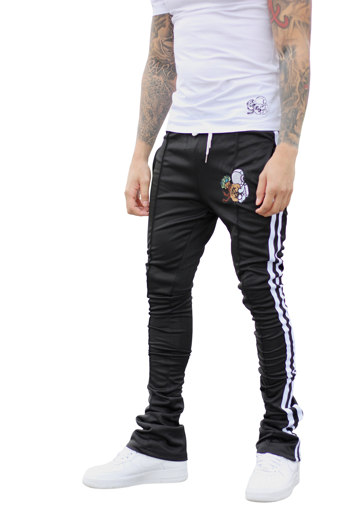 Black Stacked Track Pants