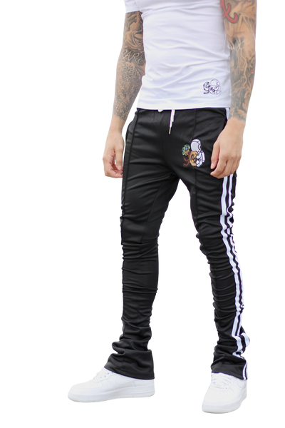 Black Stacked Track Pants