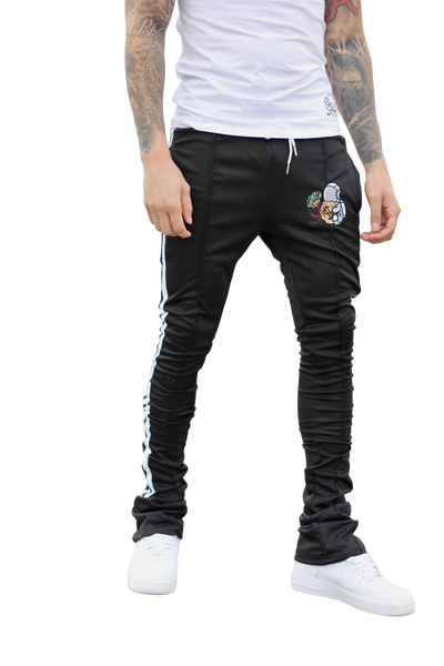 Black Stacked Track Pants