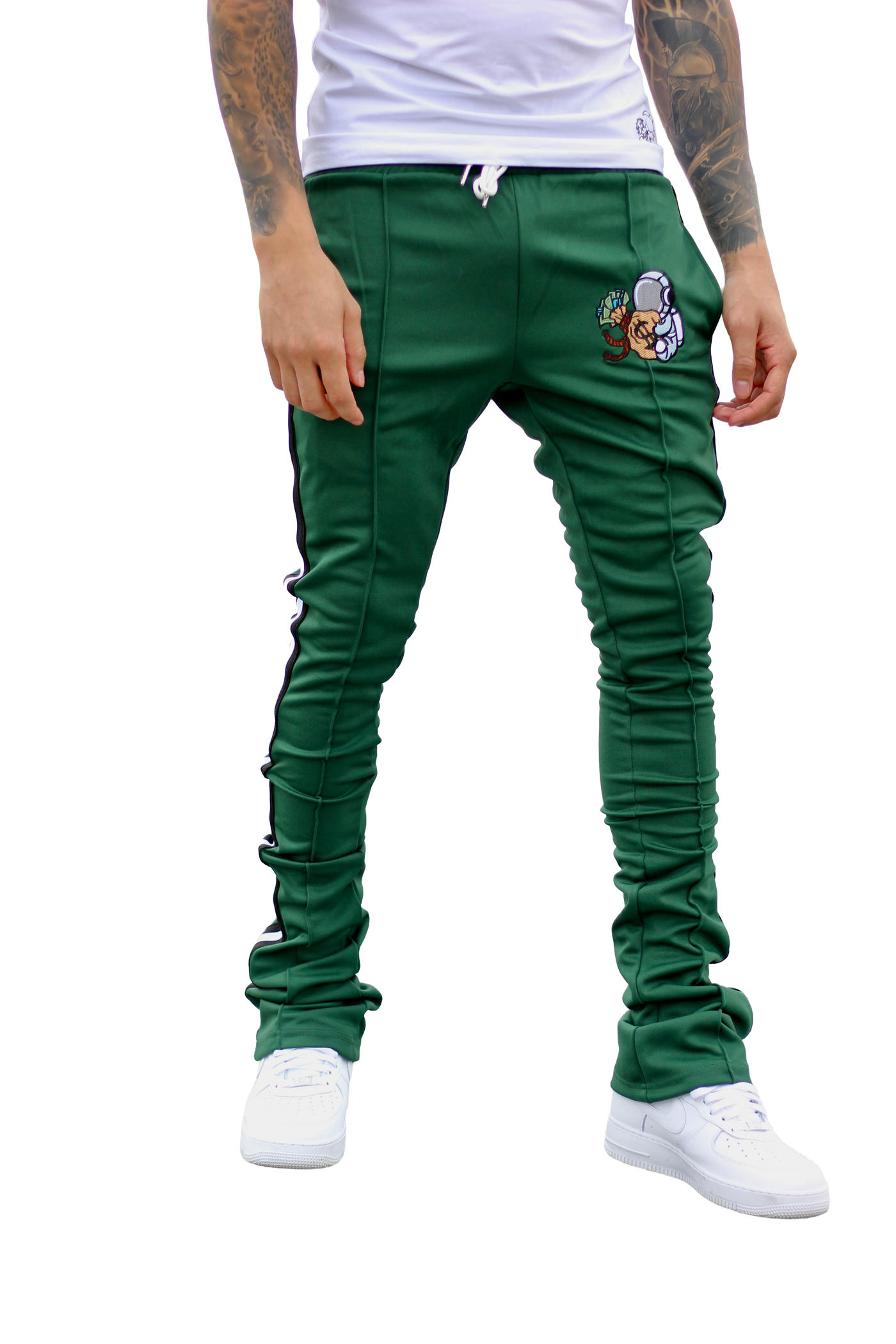 Forest Green Stacked Track Pants