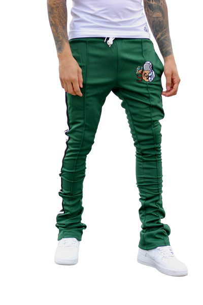 Forest Green Stacked Track Pants