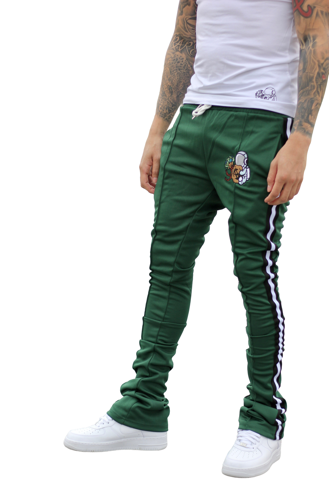Forest Green Stacked Track Pants