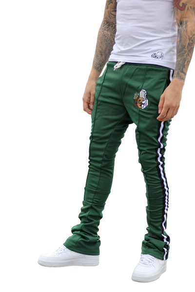 Forest Green Stacked Track Pants