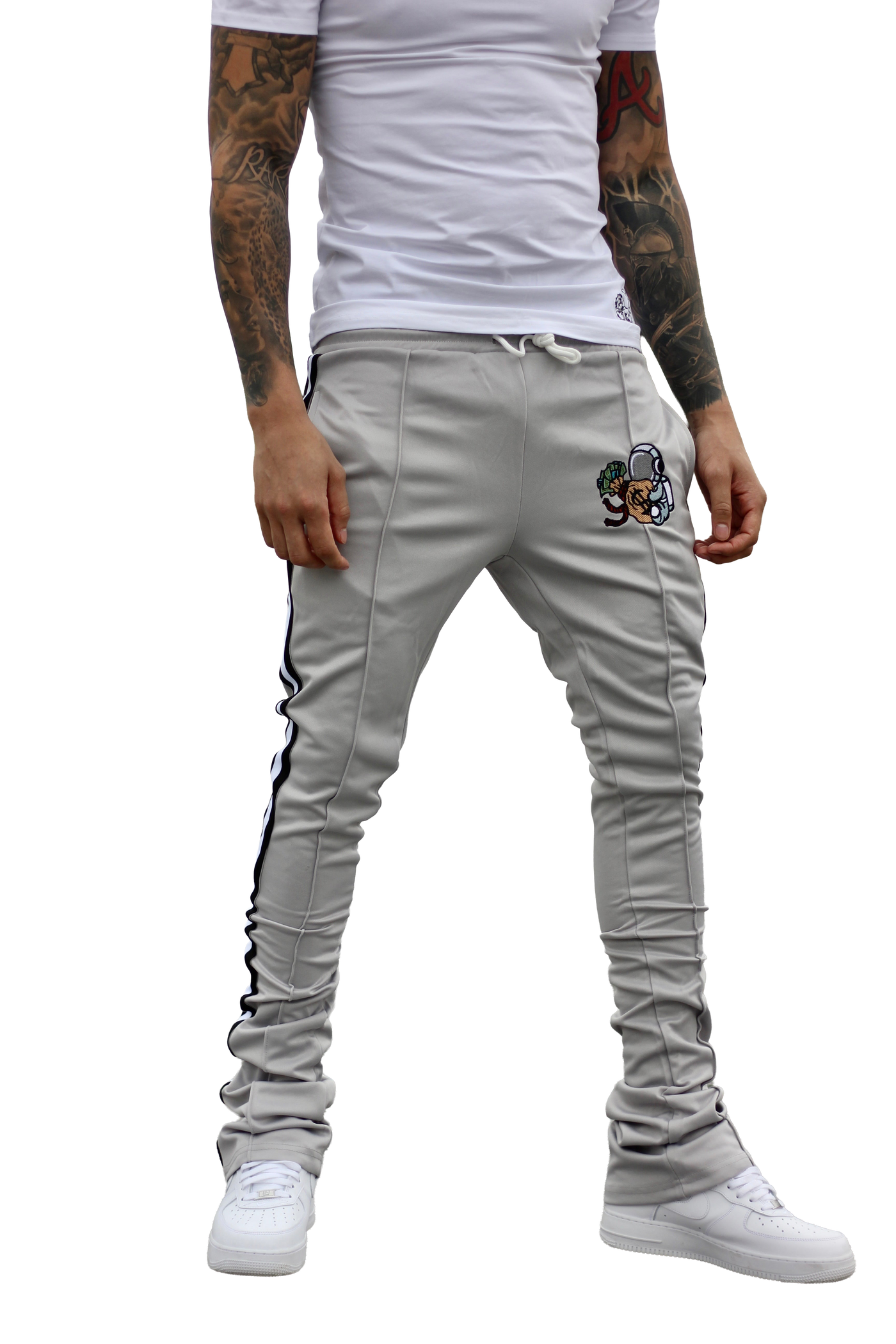 Grey Stacked Track Pants