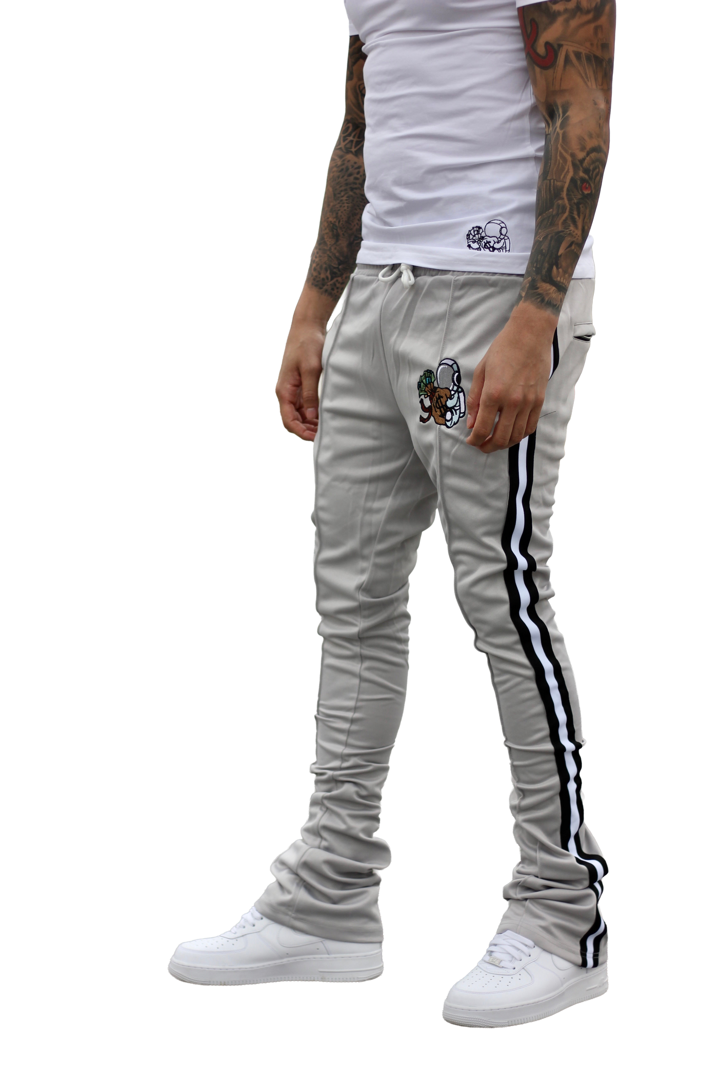 Grey Stacked Track Pants