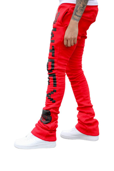 Super Stacked Red Printed Joggers