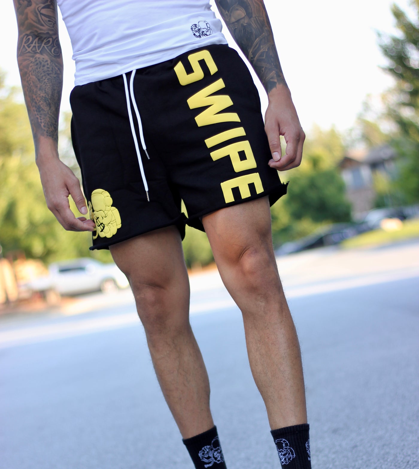 Black Swipe Shorts
