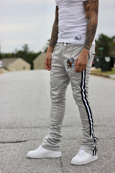 Grey Stacked Track Pants