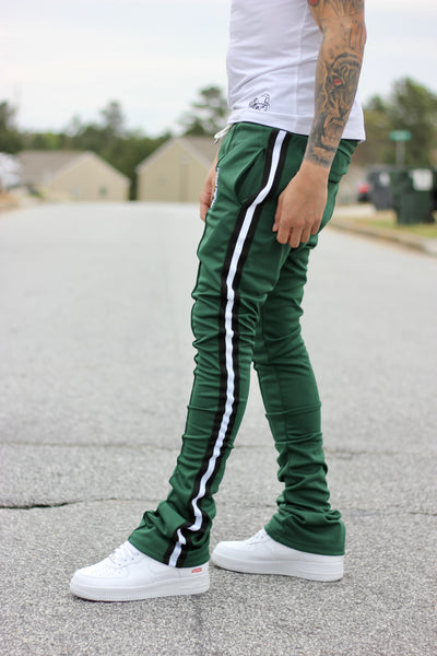Forest Green Stacked Track Pants