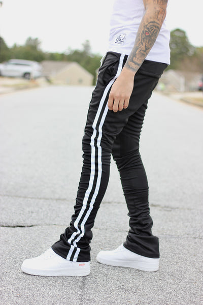 Black Stacked Track Pants