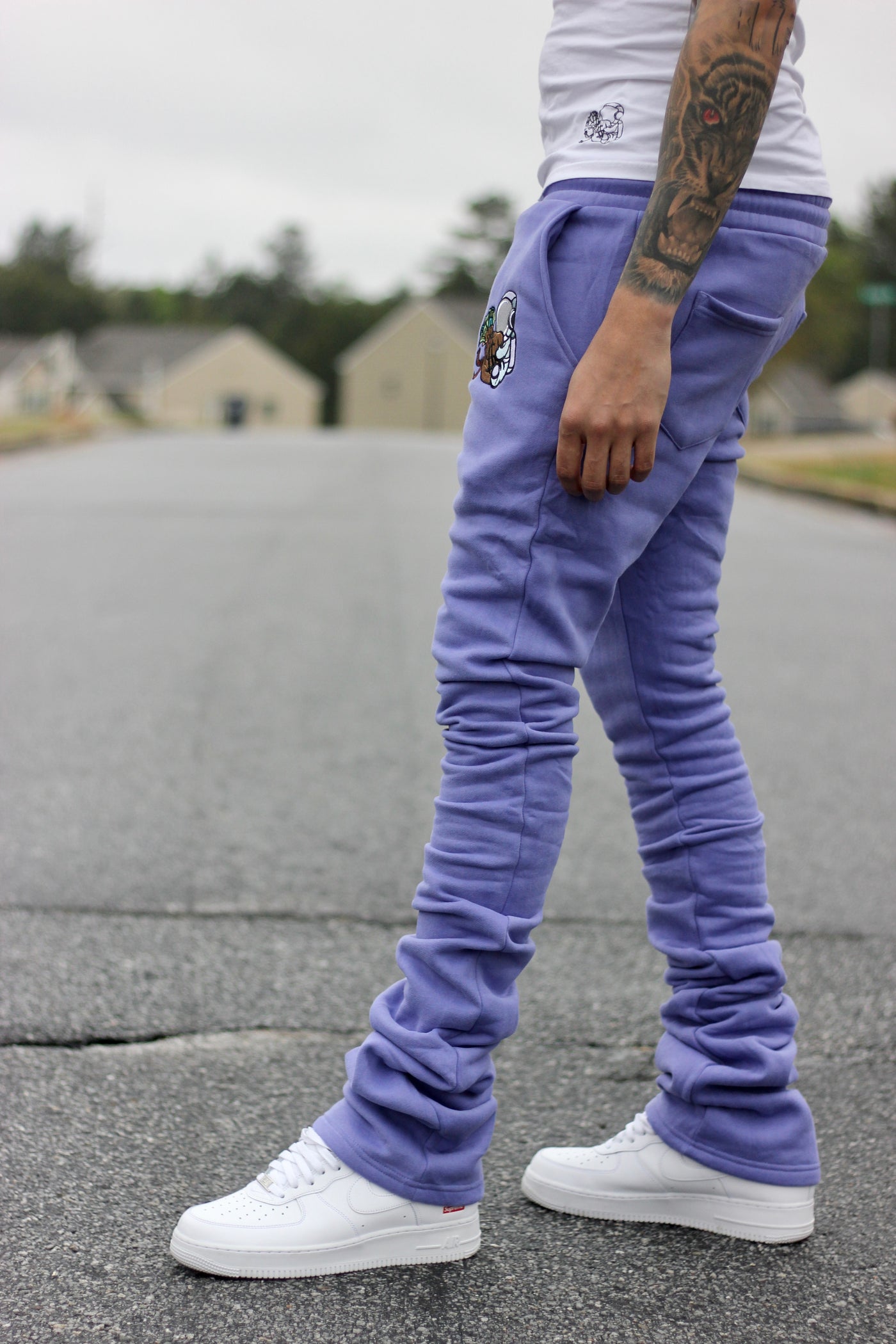 Super Stacked Purple Joggers