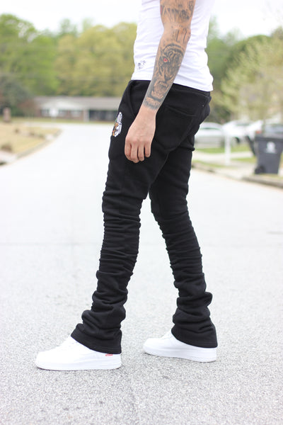 Super Stacked Black Joggers