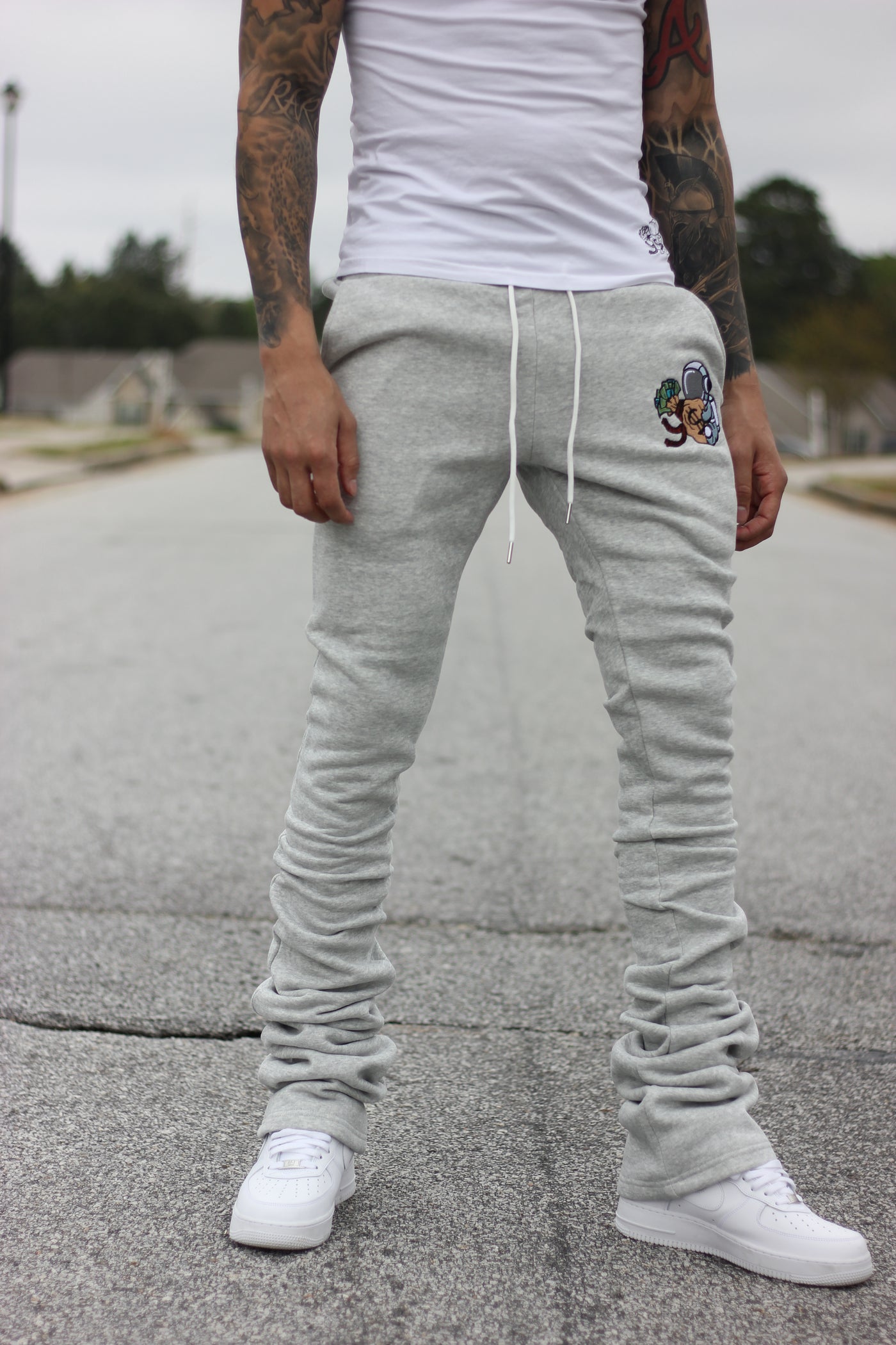 Super Stacked Grey Joggers