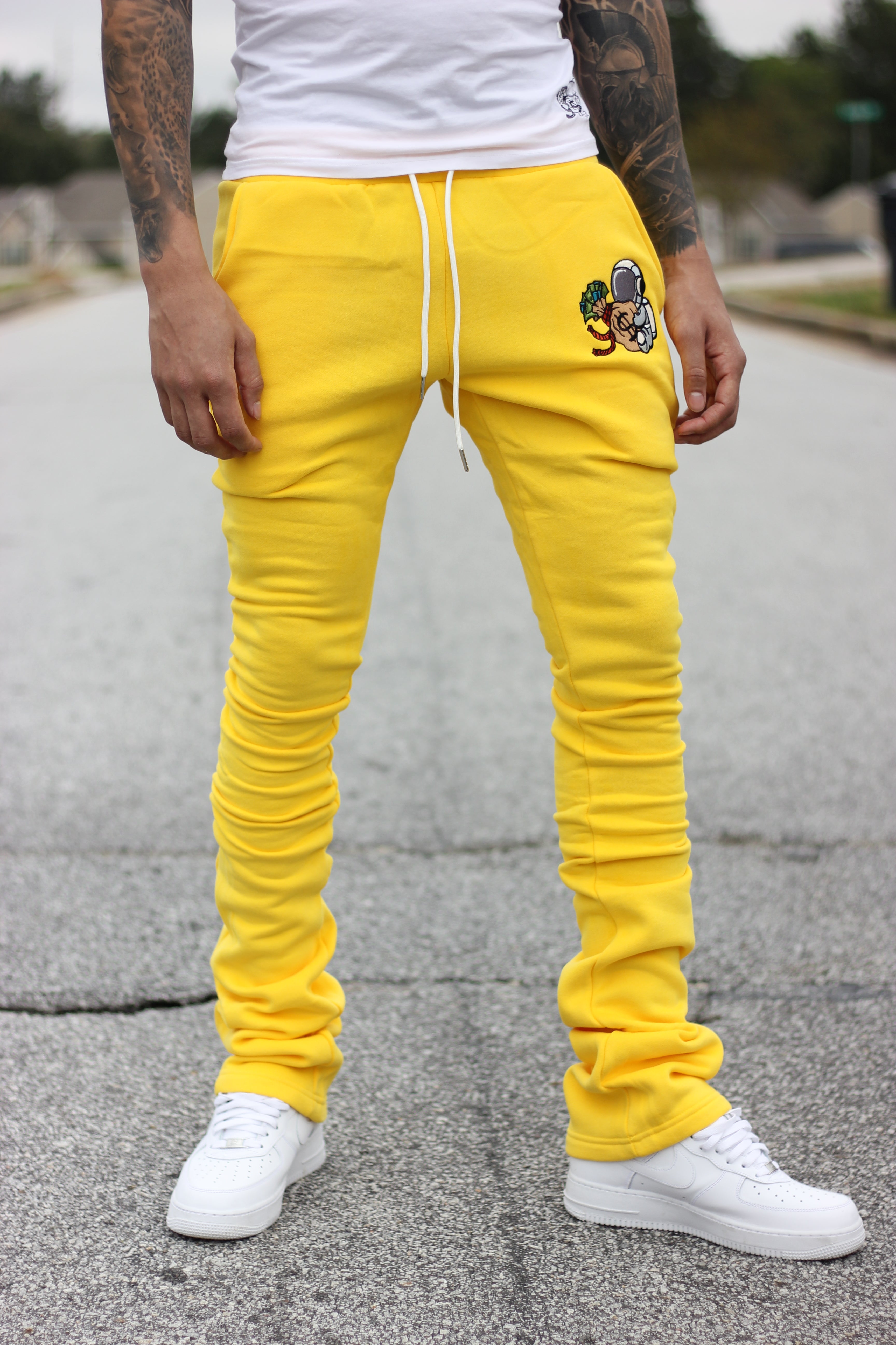 Super Stacked Yellow Joggers – Swipey ATL