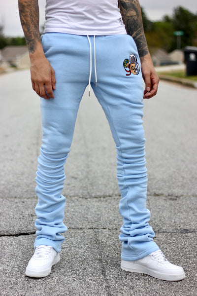 Super Stacked Baby Blue Joggers