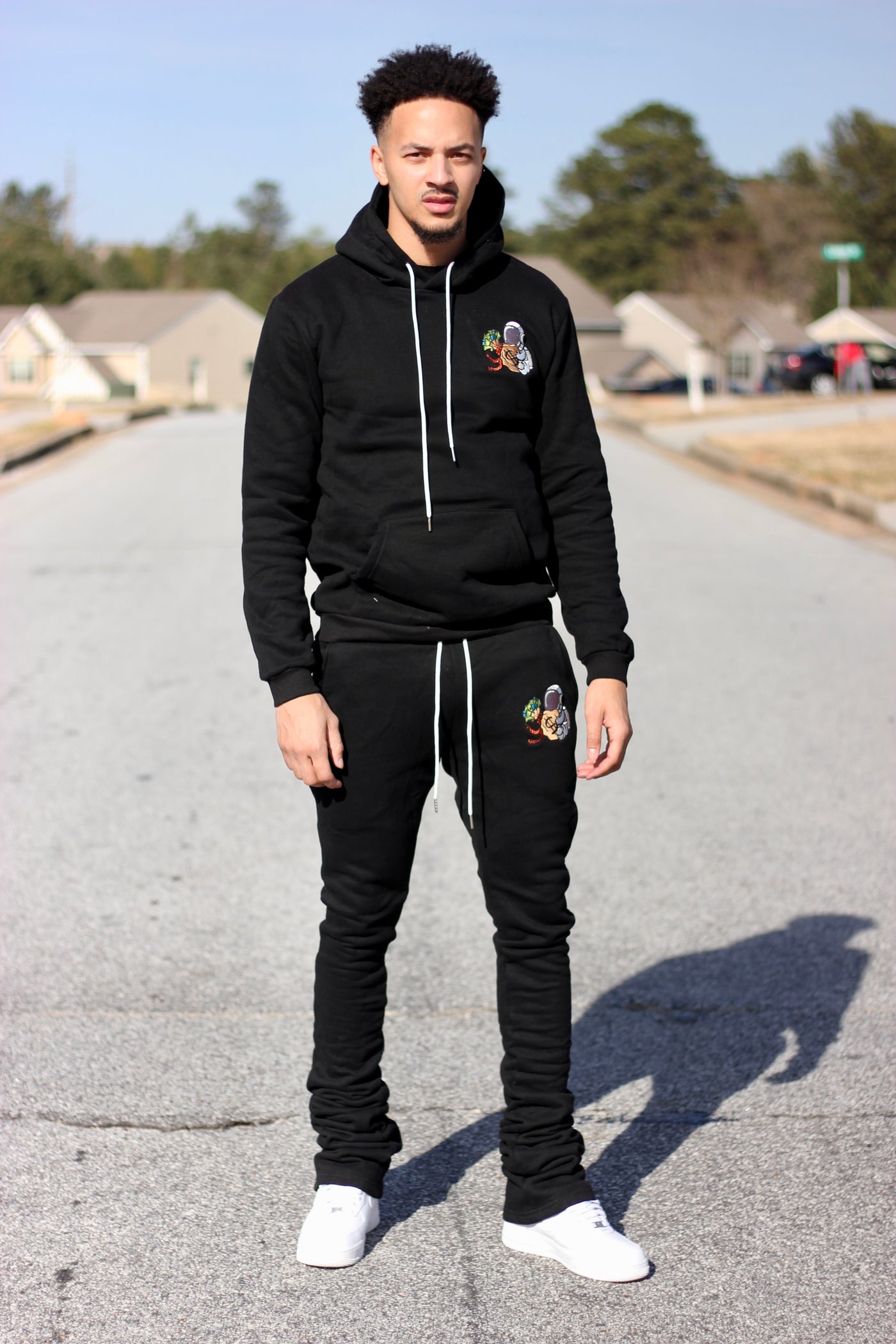 Black Certified Steppers Stacked Jogger Set